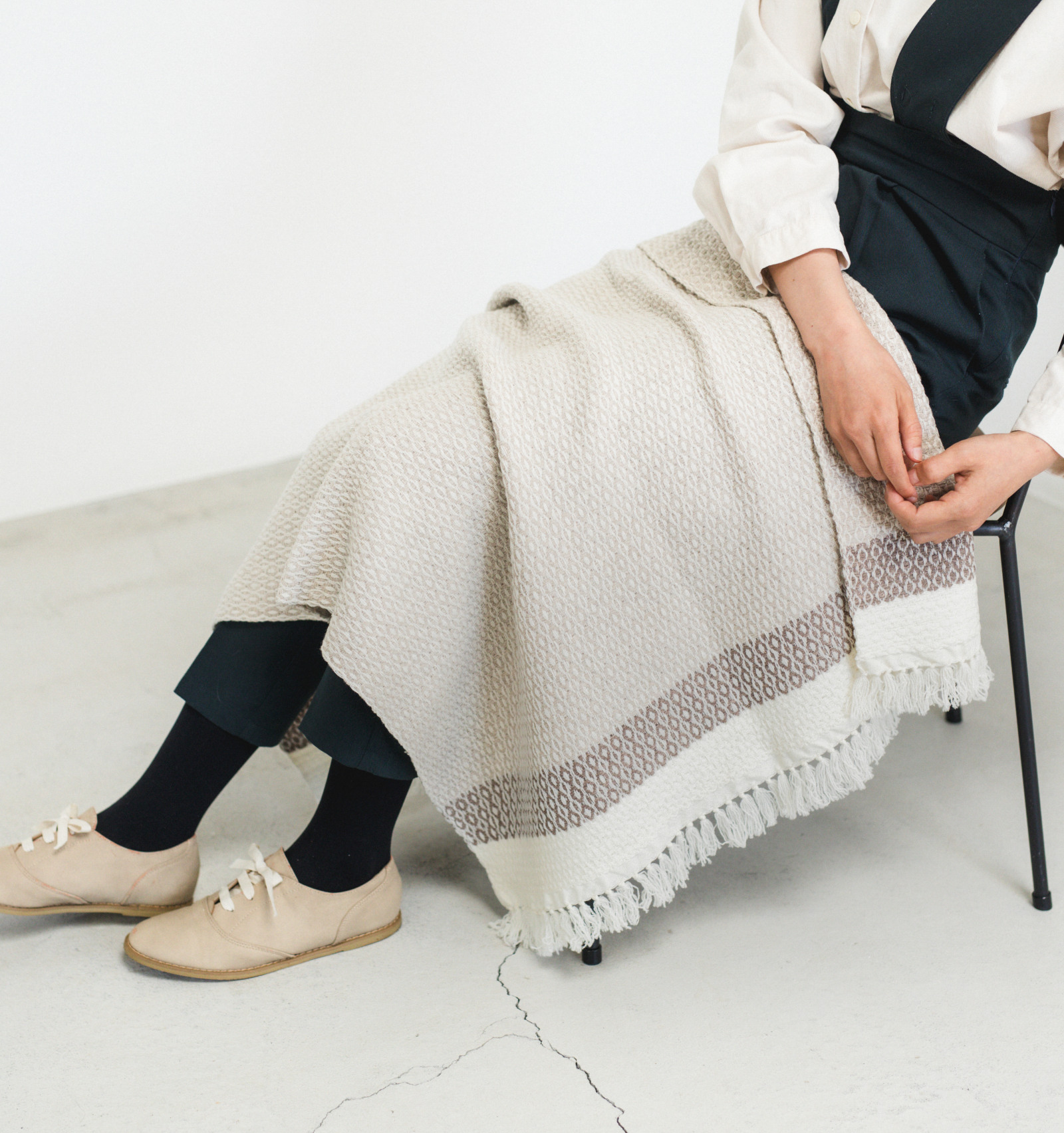 ブランケットショール グラスパターン ベージュ [KAWARIシリーズ