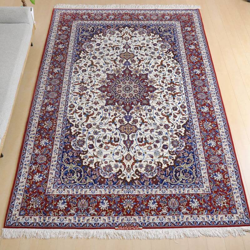 高級ペルシャ絨毯イスファハン産セーラフィアン工房 313×214cm（FX