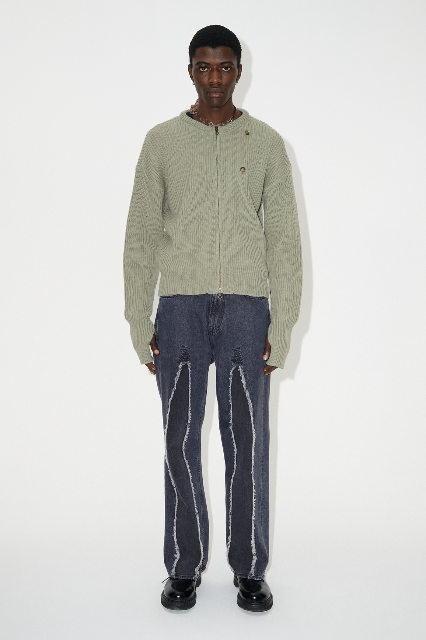 Our Legacy - Zip Wrap Cardigan Refined Green Quotidian Wool