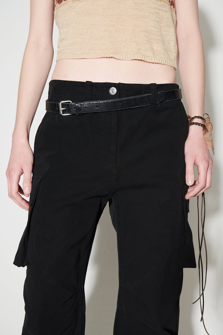 Our Legacy - 3 cm Belt Laser Crack Black Leather.