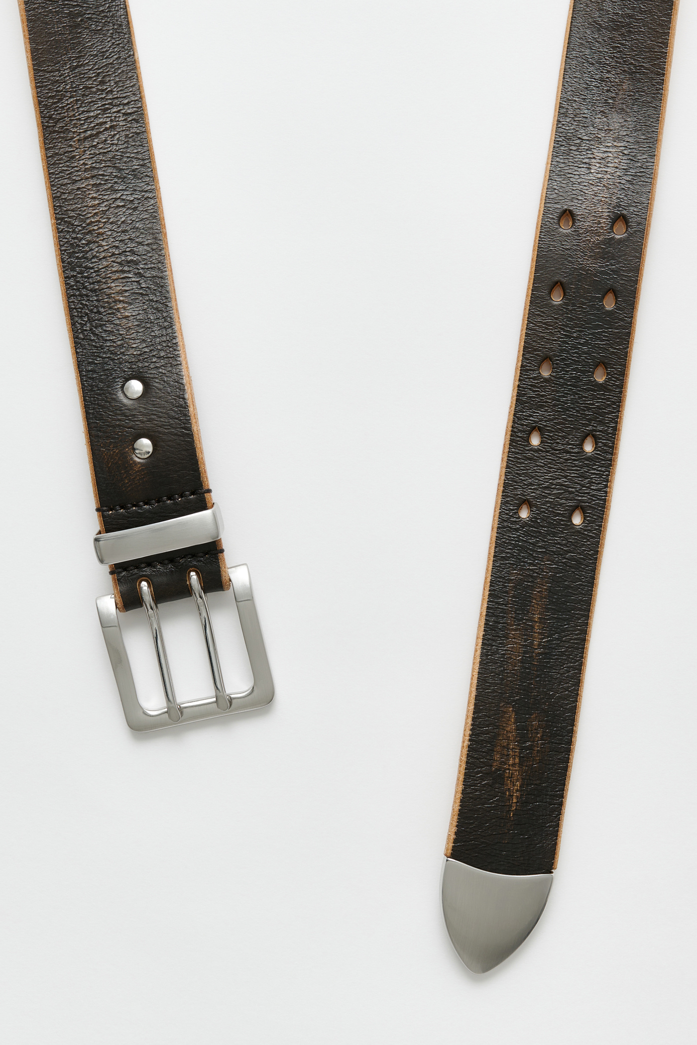 Our Legacy - 4 cm Double Tongue Belt Black Vintage Leather