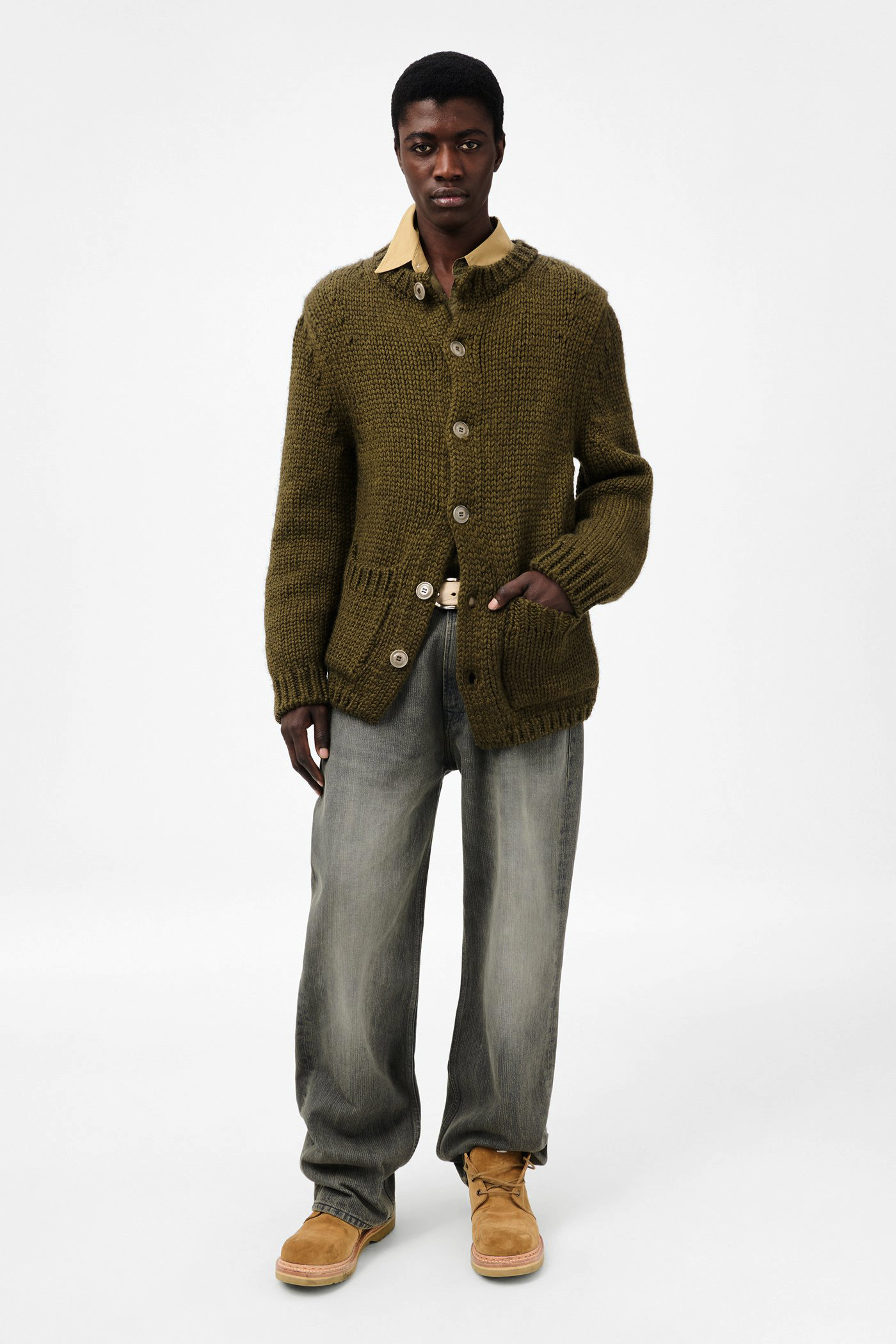 Our Legacy - Over Cardigan Olive Mega Alpaca Wool