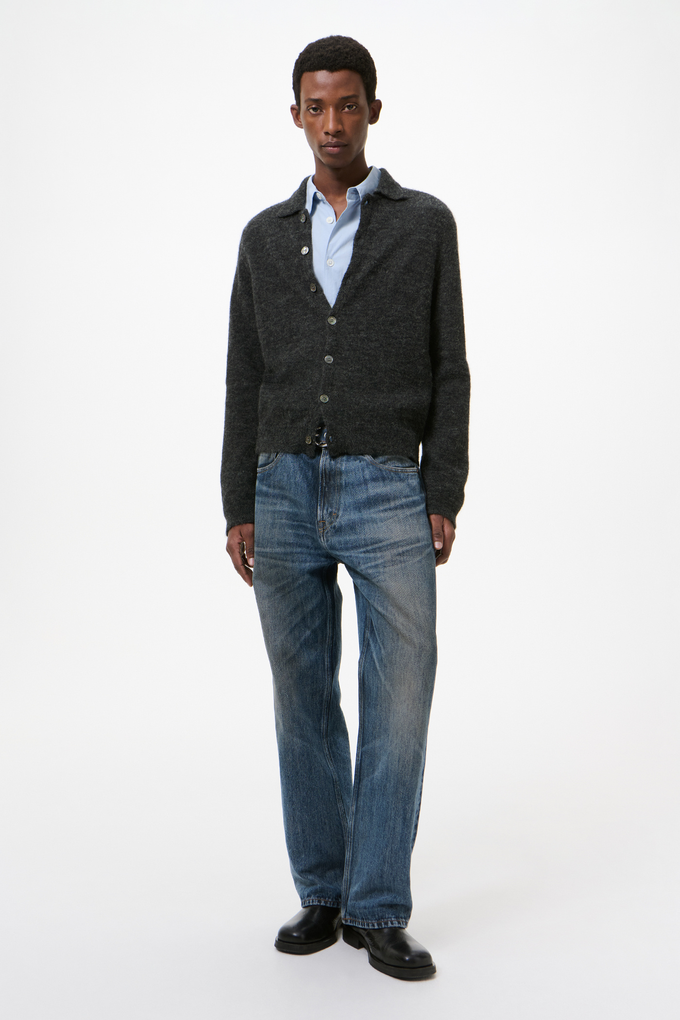 Our Legacy - Evening Polo Charcoal Melange Fuzzy Alpaca