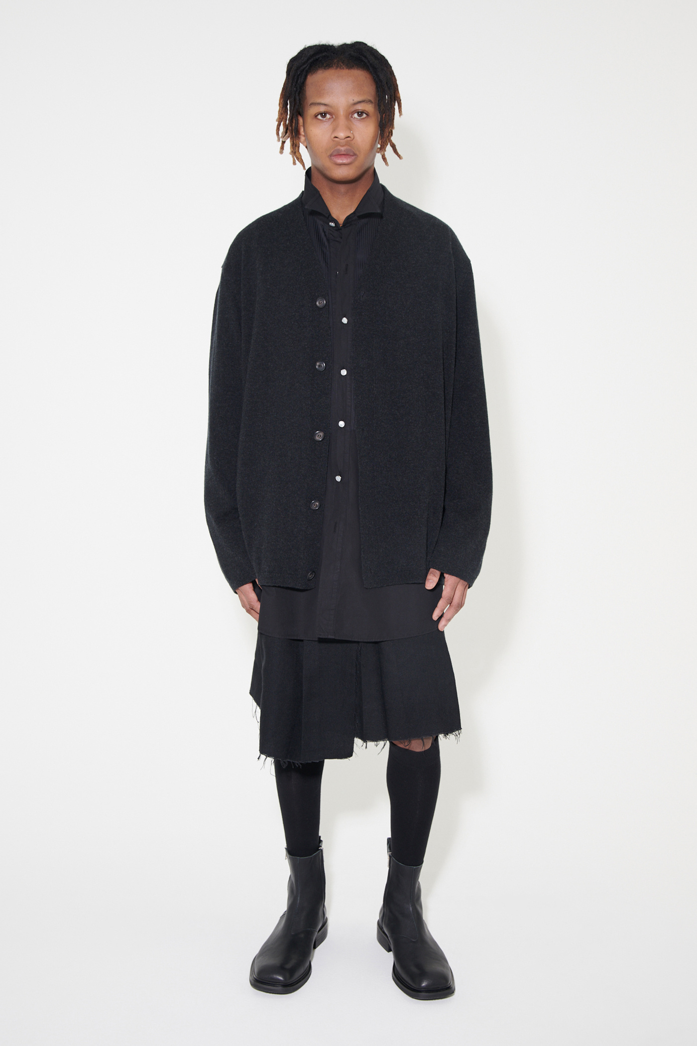 Our Legacy - Knitted Cardigan Anthracite Melange Wool