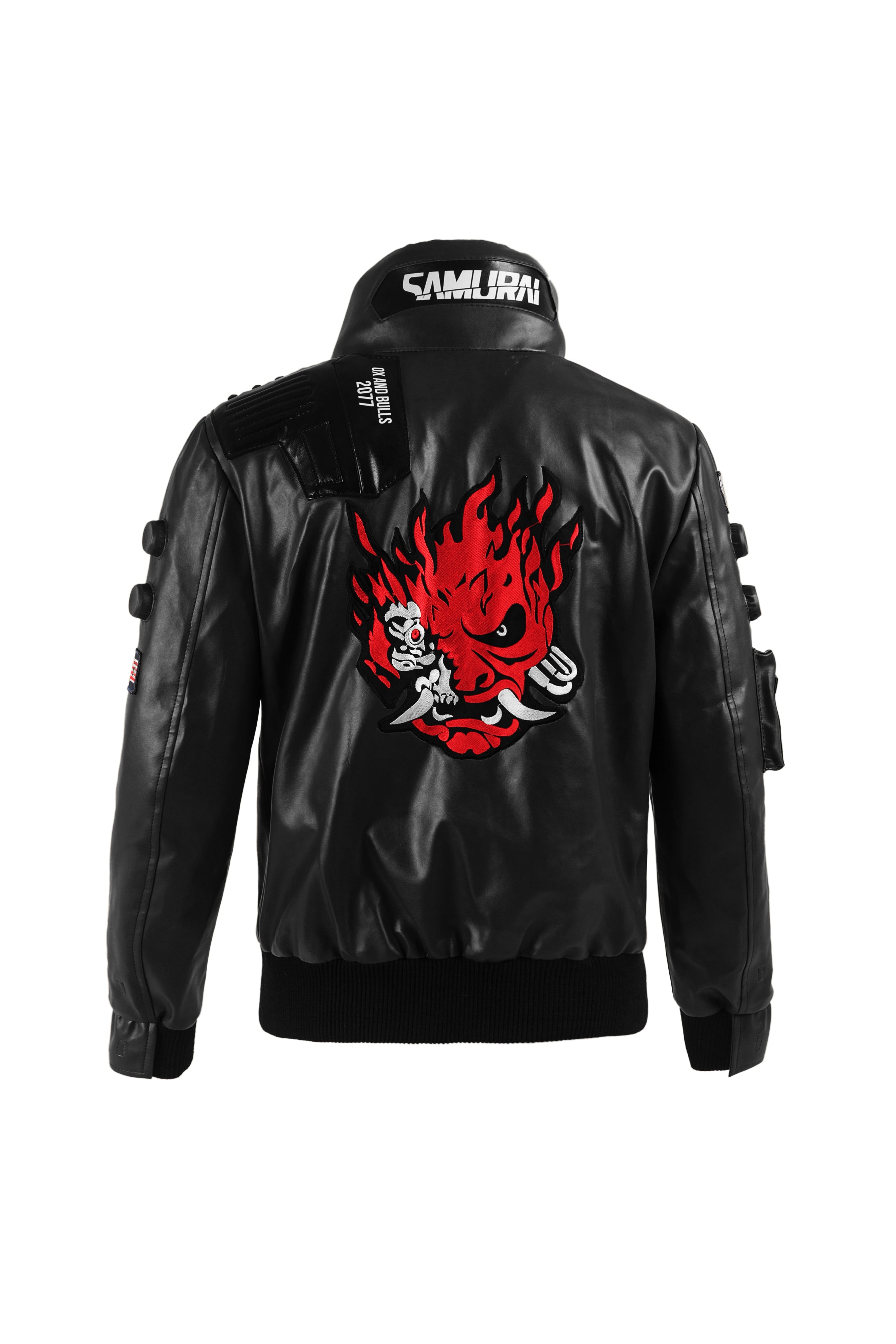 Cyberpunk 2077 Black Jacket V's Samurai Bomber Leather Jacket