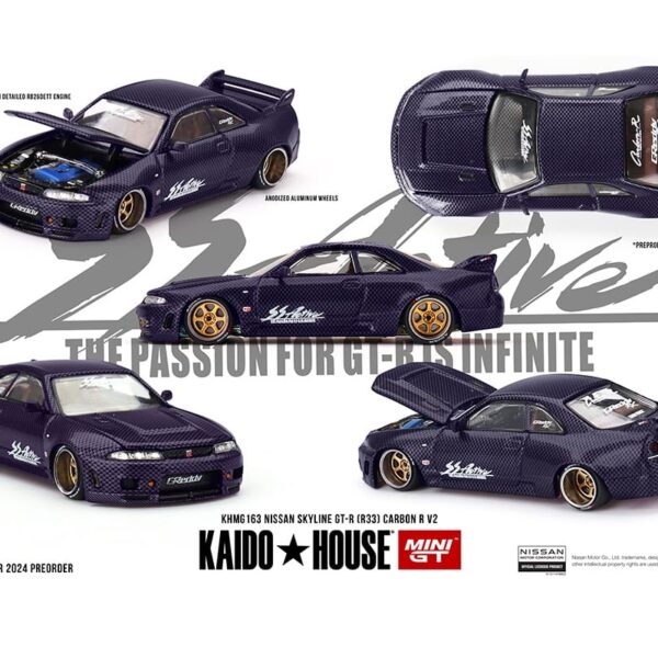 Kaido House x Mini GT 1:64 Nissan Skyline GT-R (R33) Active Carbon