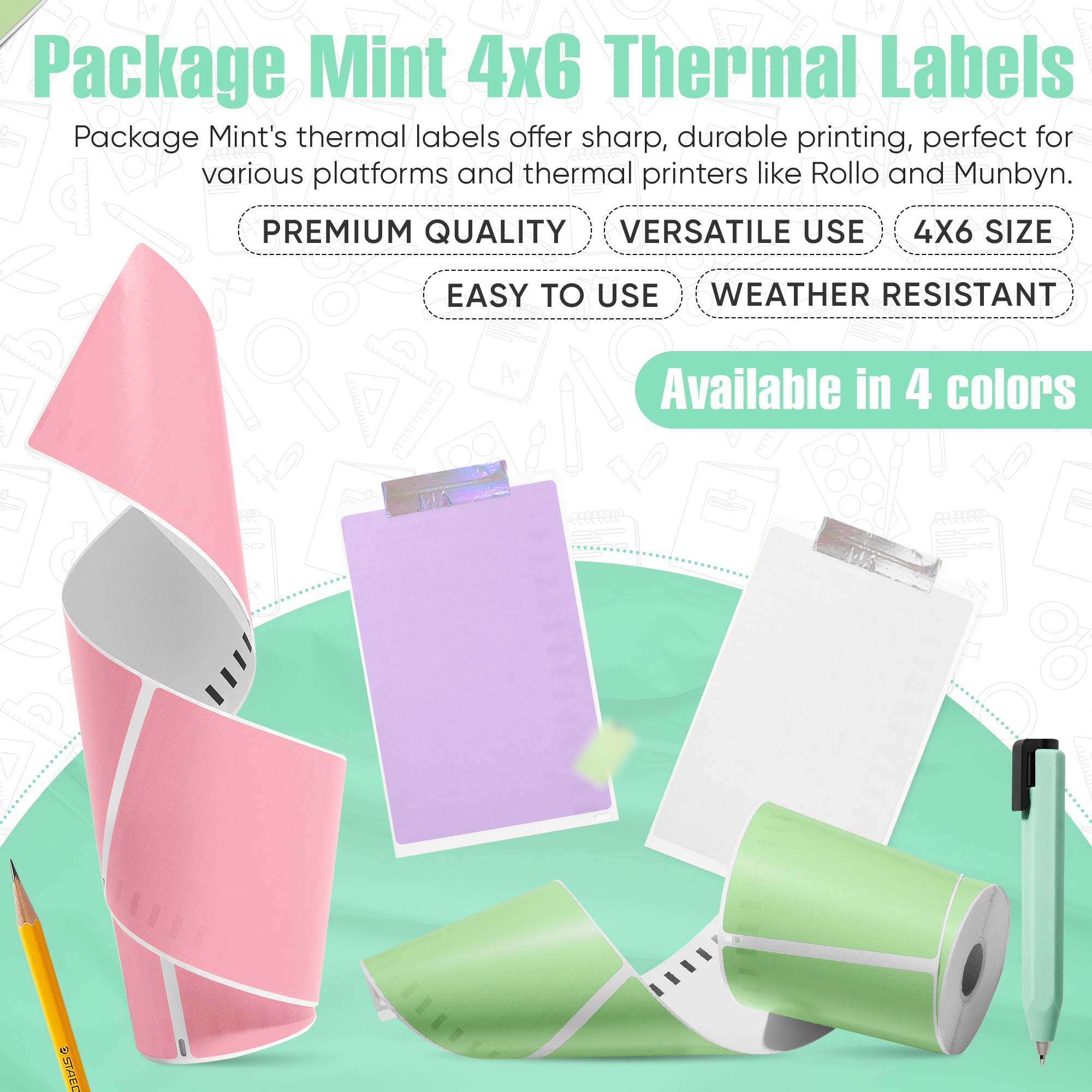 4X6 Thermal Label Green Fanfold- (500 Count) - Package Mint
