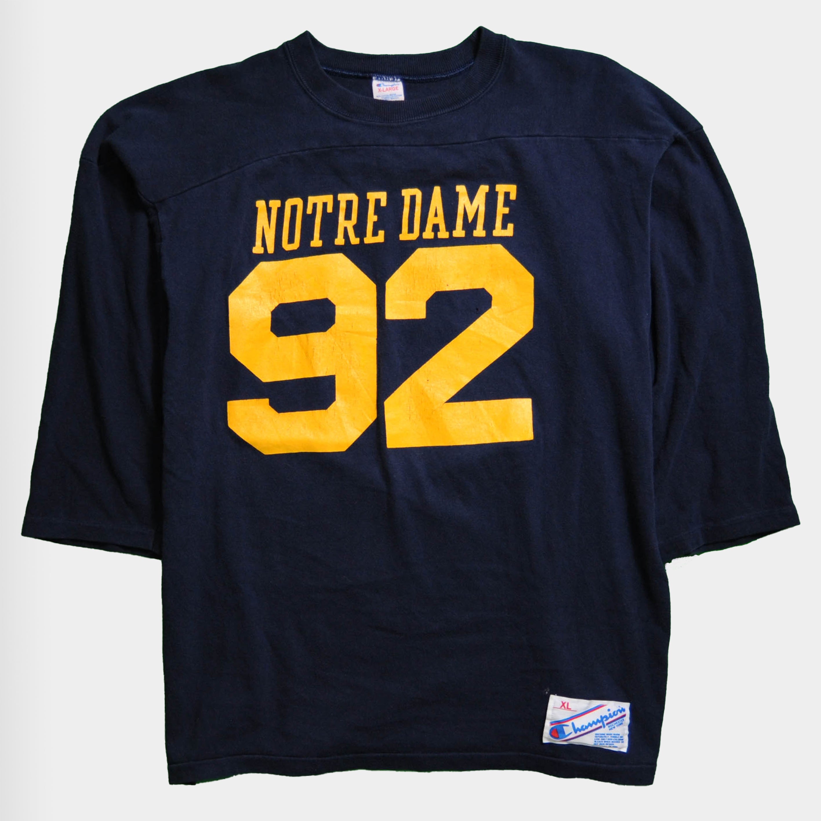80's Champion NOTRE DAME 92 フットボールTシャツ ネイビー (XL