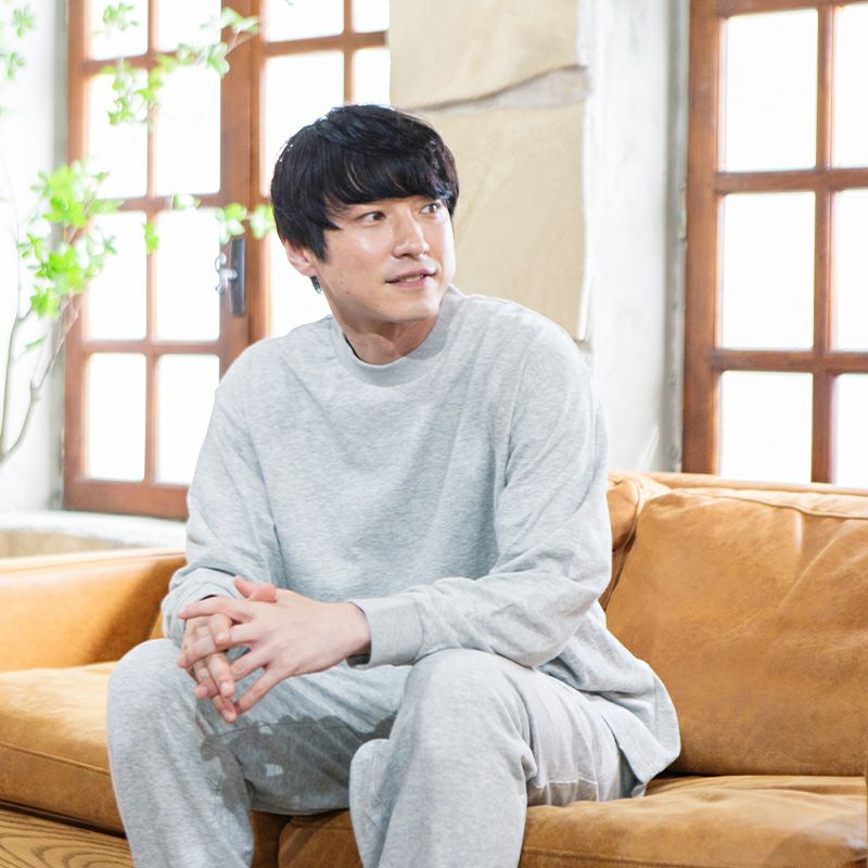 メンズ｜光電子(R)ニットガーゼ 無地 長袖 上下セット｜快眠ラボ公式