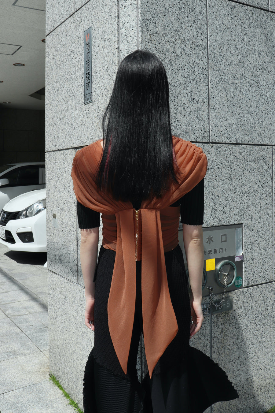 FETICO(フェティコ)のGATHERED SHEER TOP TERRA COTTA(トップス)の通販