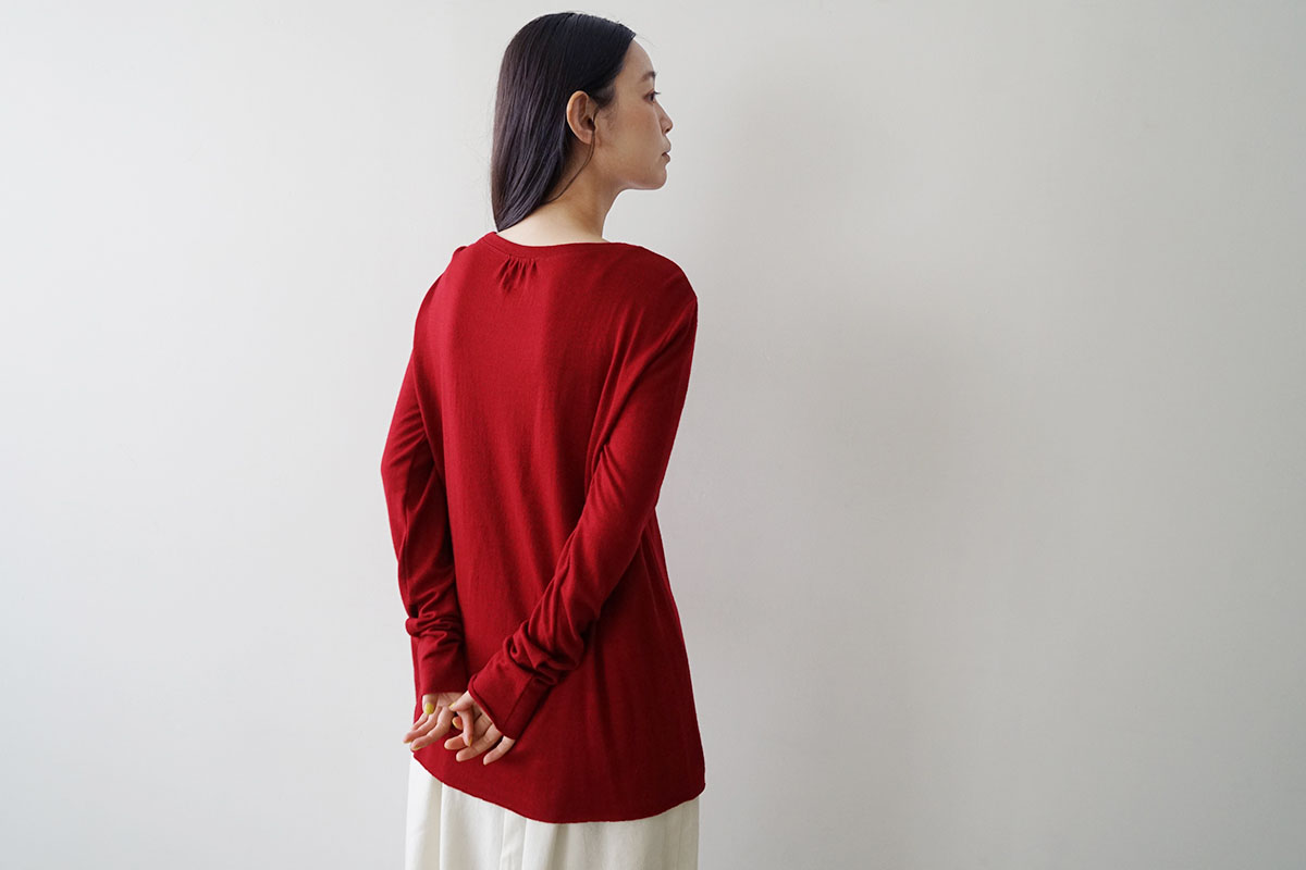 Mochi モチ long sleeve knit T-shirt[ma24-to-01/red] ロングスリーブ