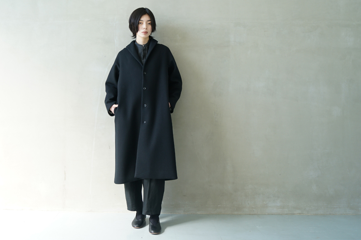 suzuki takayuki スズキタカユキ stand-fall-collar coatⅠ[A252-24/black]