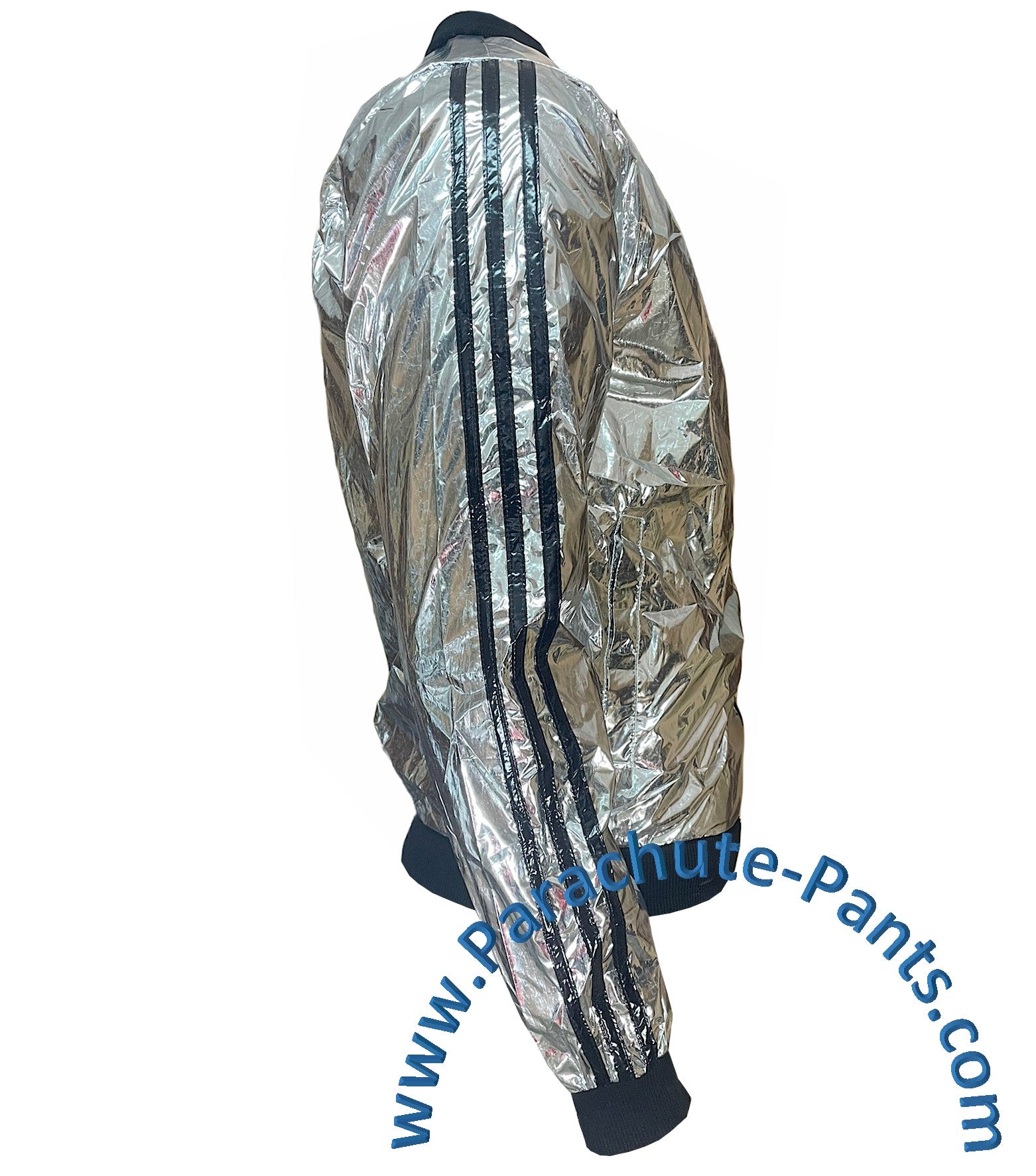Bruno Silver Shiny Thin Nylon Wind Jacket | The Parachute Pants Store