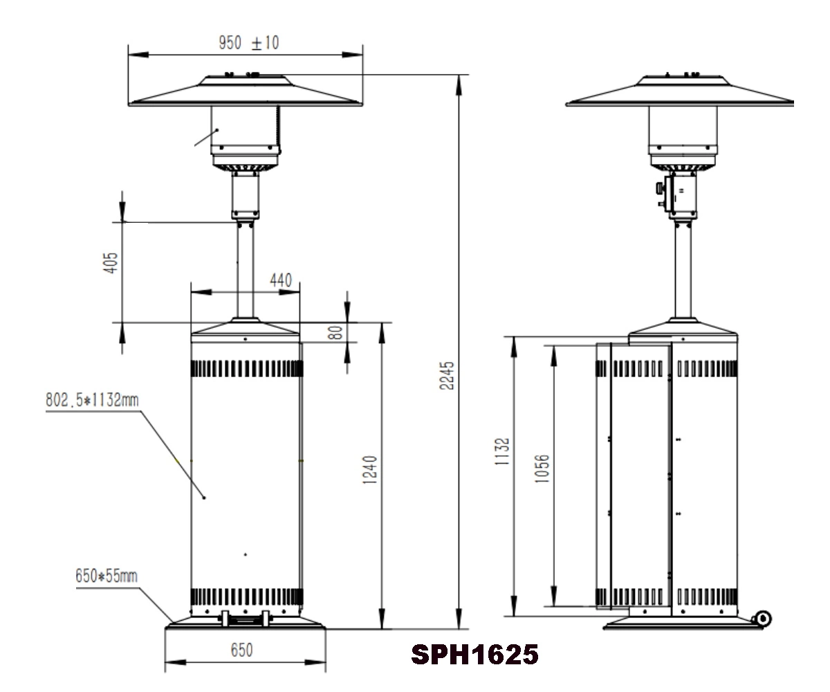 屋外暖房いけだやパラソル式ガスパティオヒーター