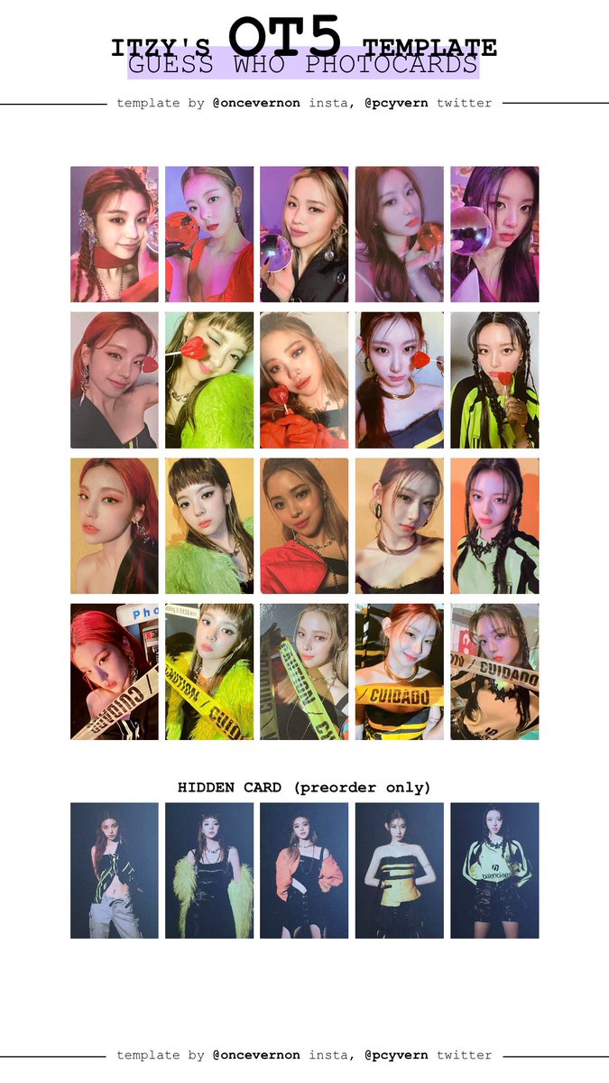 and an ot5 photocard template for itzy guess who!!