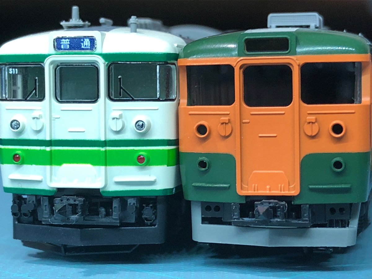 TOMIX115系湘南色クモハ114セット、スカート検証中。 KATOのZ04-8642を