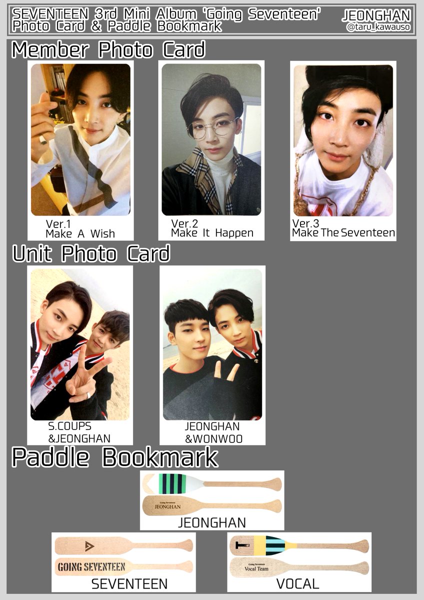 Going Seventeen フォトカード パドル トレカ一覧 エスクプス