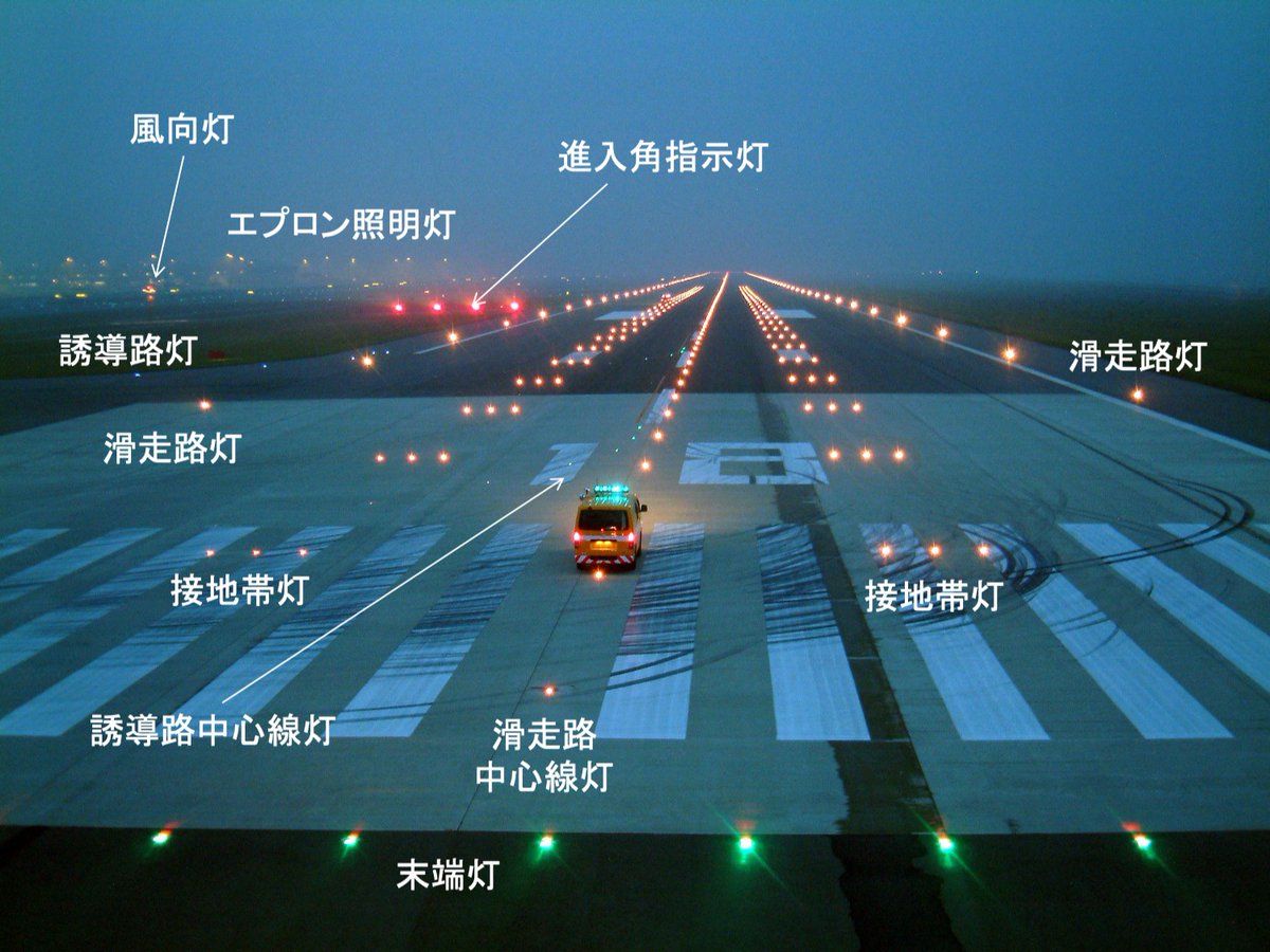 セントレア用語図鑑】 「航空灯火」・・ 航空灯火は灯光により航空機の