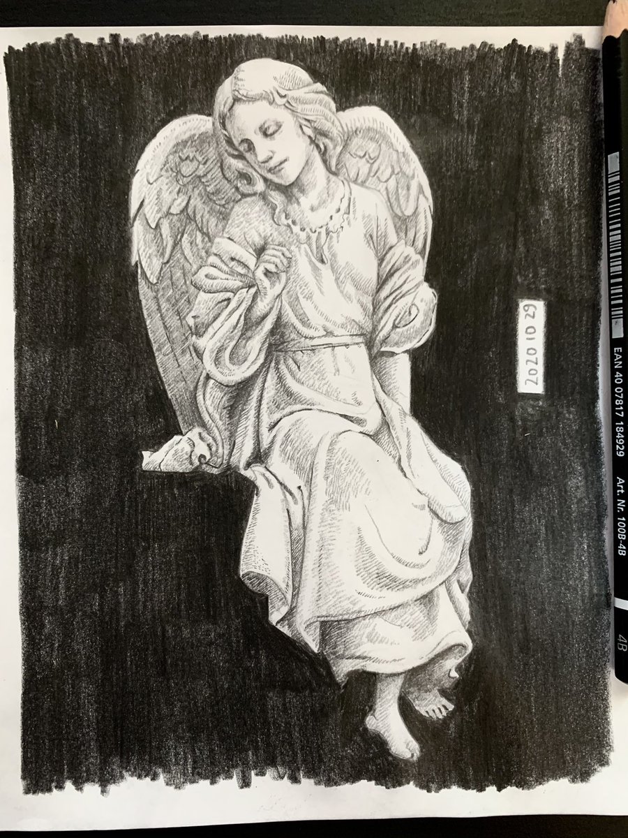 最近のブーム 天使の鉛筆画です #illust #illustration #pen #イラスト