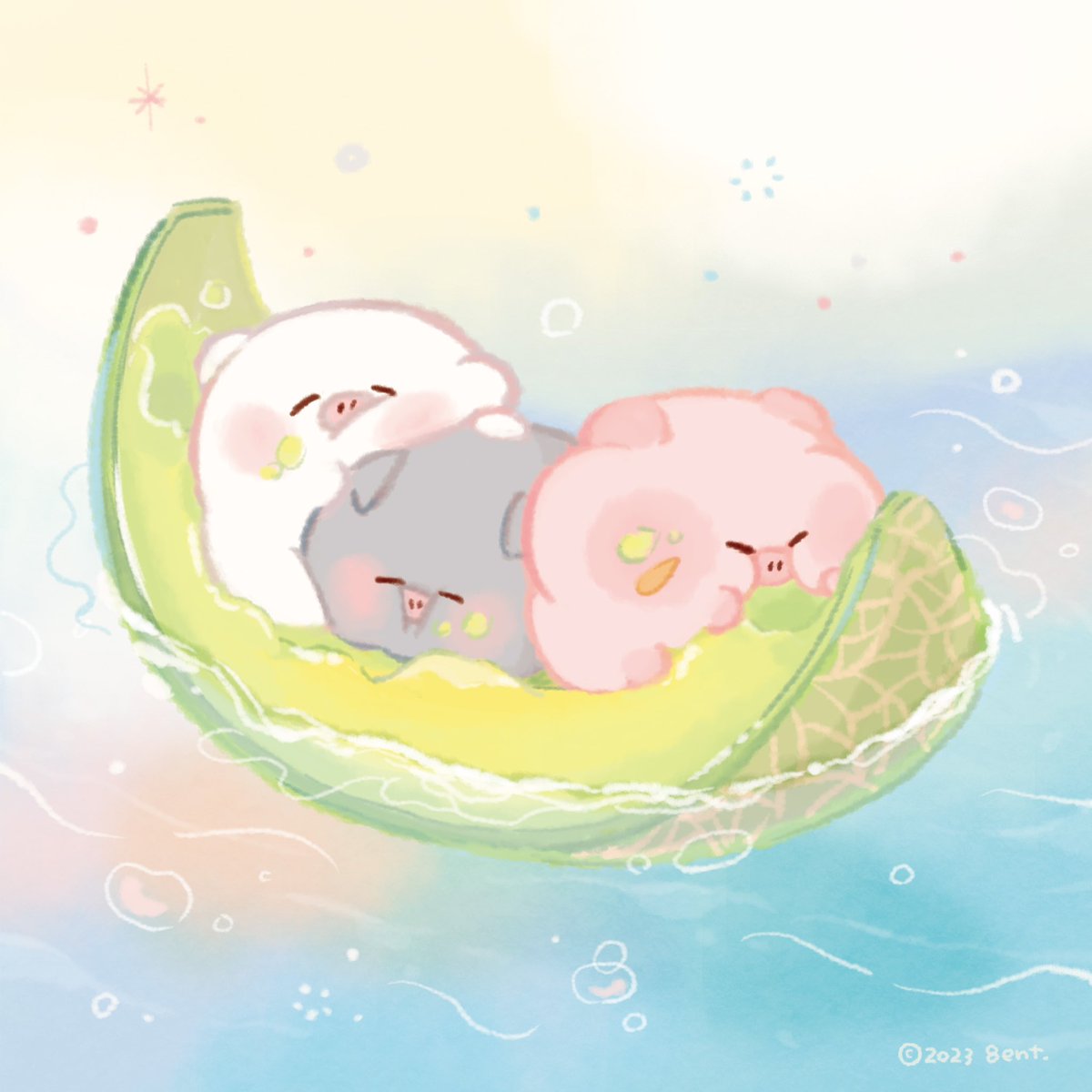 もぐもぐ、すいすい〜 #ぽてぽてこぶたちゃん