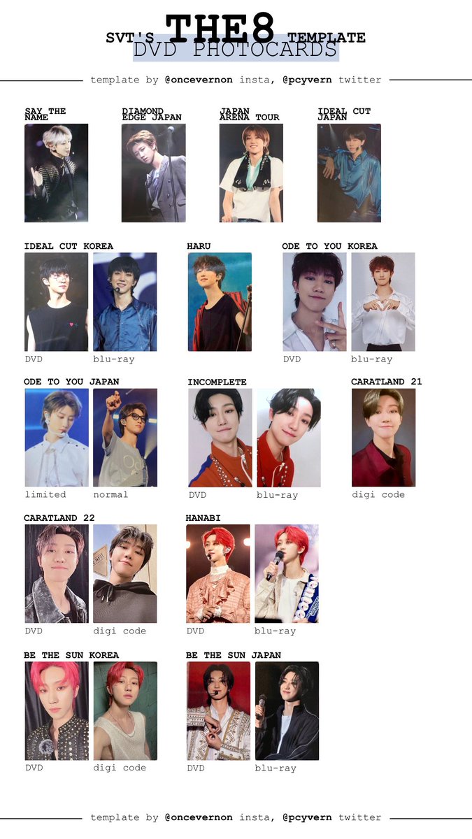 seventeen dvd photocard templates updated with the be the sun