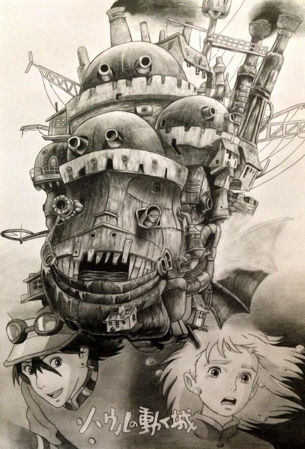 ジブリ ハウルの動く城 鉛筆で描きました！ いいと思ったらRTよろしく!!!