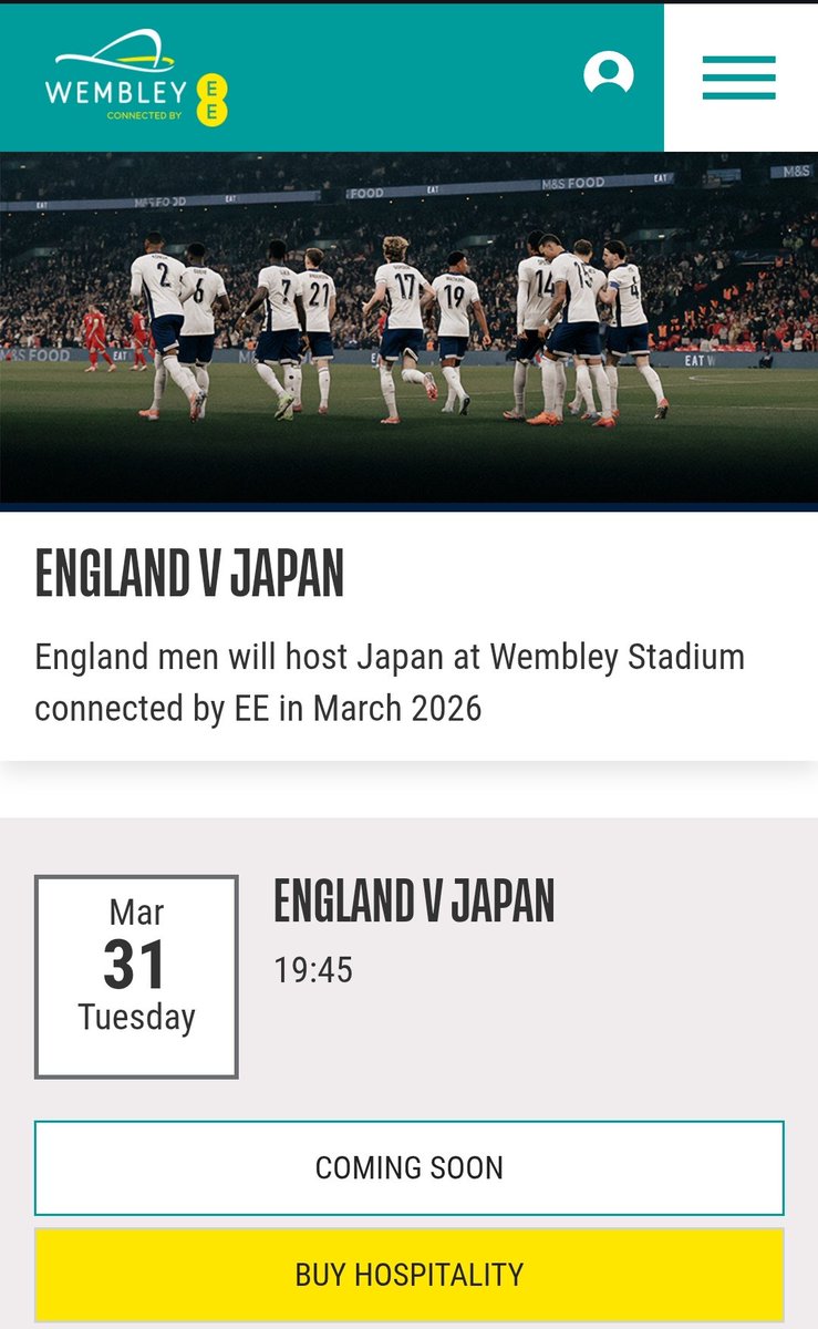 3/31(火)ウェンブリー開催🏟️🏴󠁧󠁢󠁥󠁮󠁧󠁿🇯🇵 イングランド代表vs