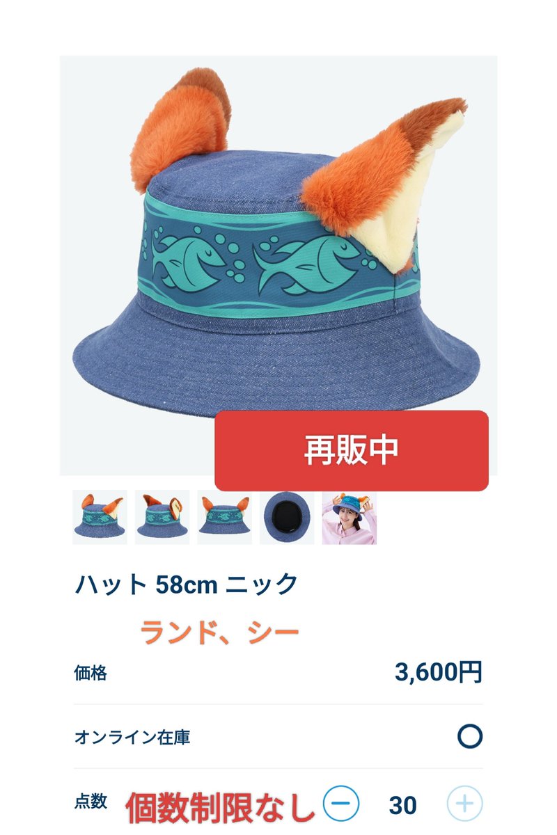 再販中 ズートピア2 ニクジュディ ハット キャップ TDR ディズニー