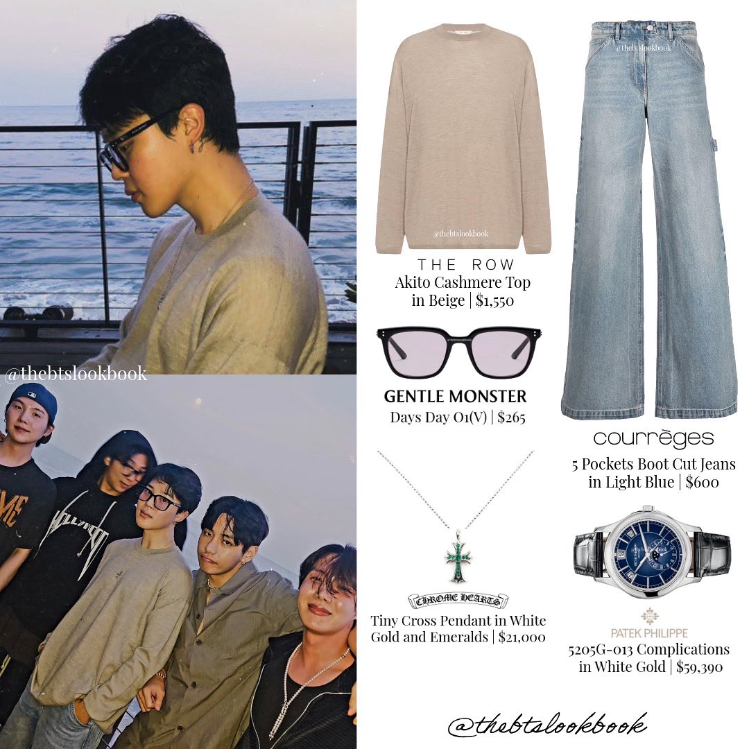 Jimin wearing @THEROW “Akito Cashmere Top”, Courreges “5 pockets