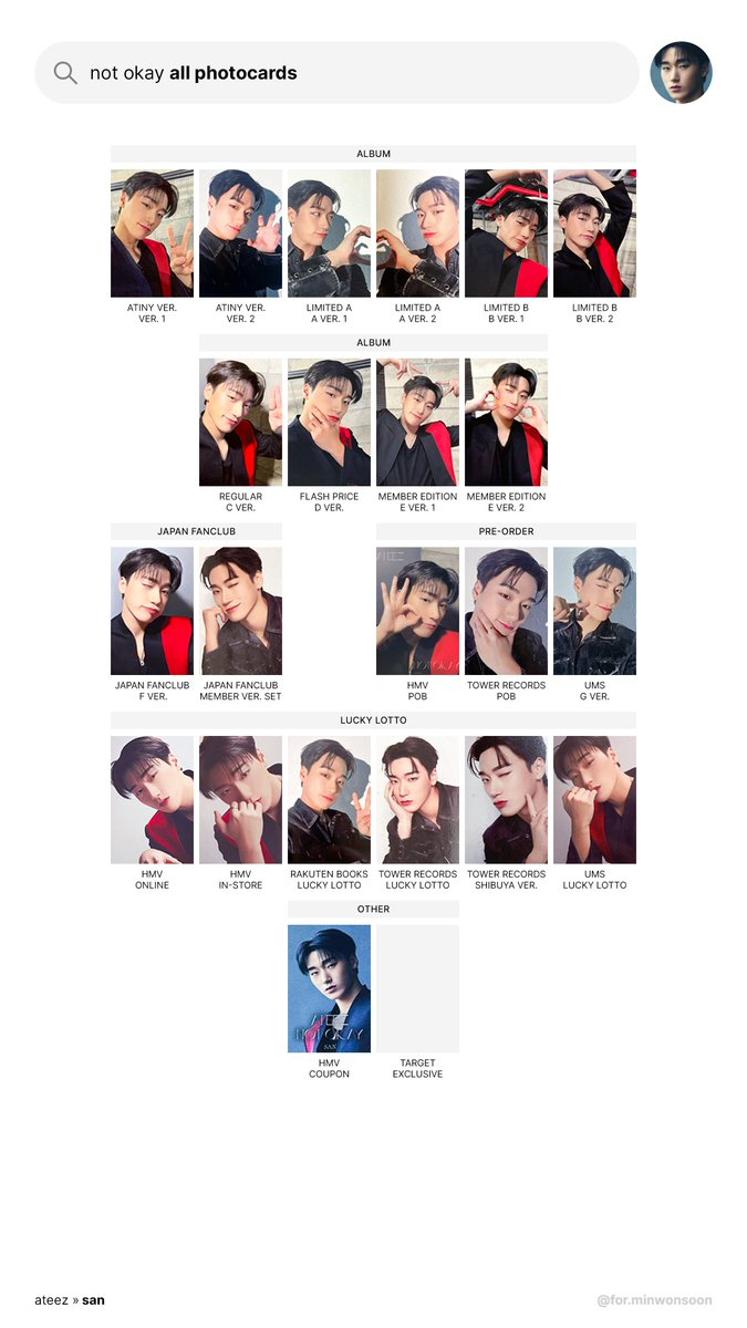 not okay all photocards — 240227 update ♡ san, mingi, wooyoung