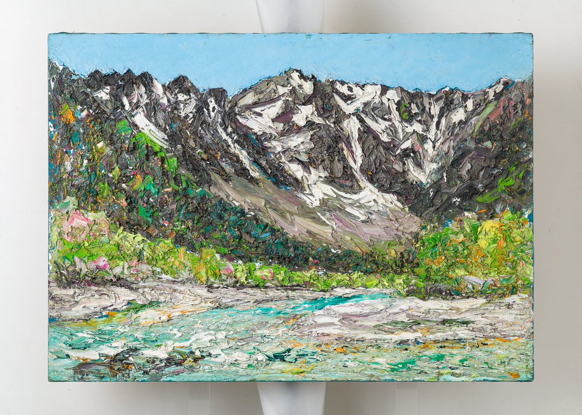 すがすがしい空気が漂ってくるようなこれらの作品は、上高地を描いて64