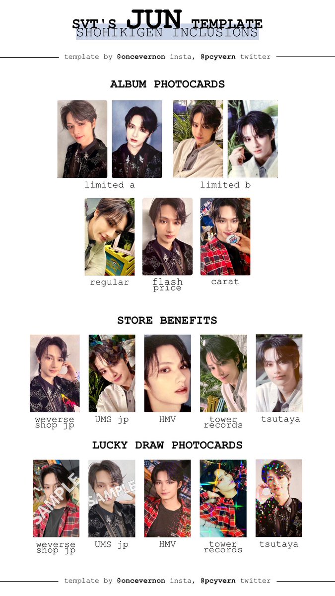 seventeen japan album shohikigen photocard template for jun, hoshi
