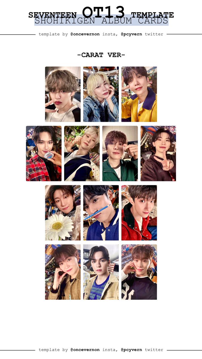 seventeen shohikigen ot13 album photocard template with all