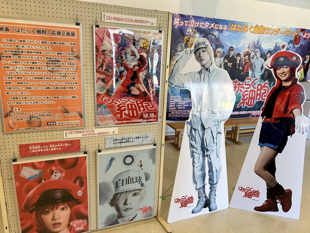 大洗町うみまちテラスで開催中の『はたらく細胞応援企画展』。 映画が