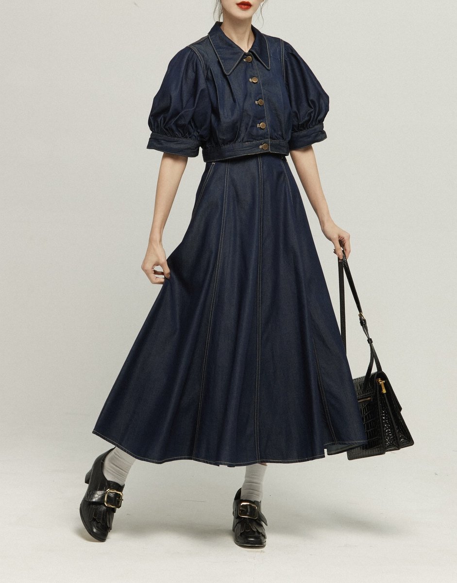 3月29日(土)再販開始 《チーズの試食会》Top,Skirt / Navy モデル身長