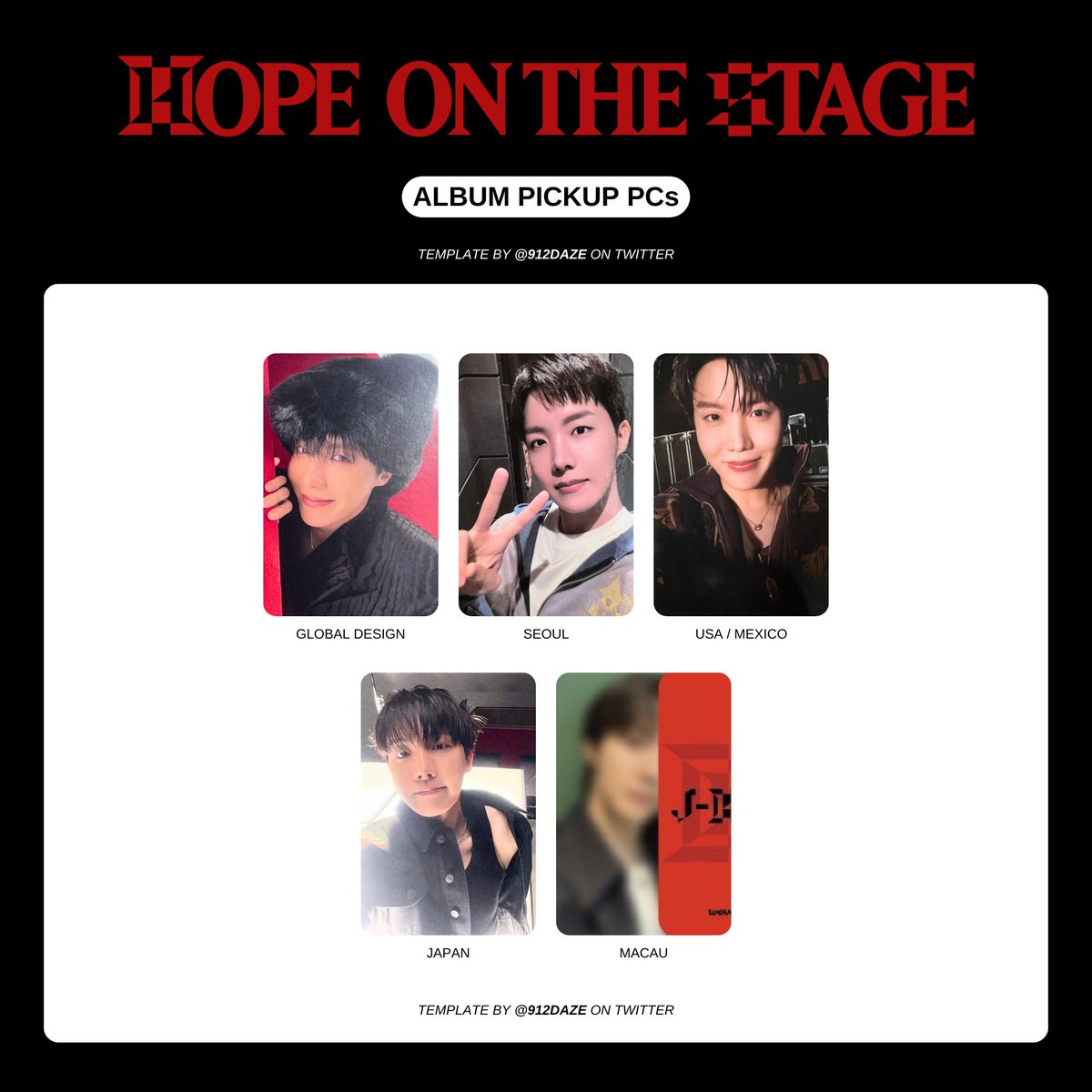 BTS J-HOPE HOBI HOTS HOS TOUR PC PHOTOCARD WISHLIST WL TEMPLATES