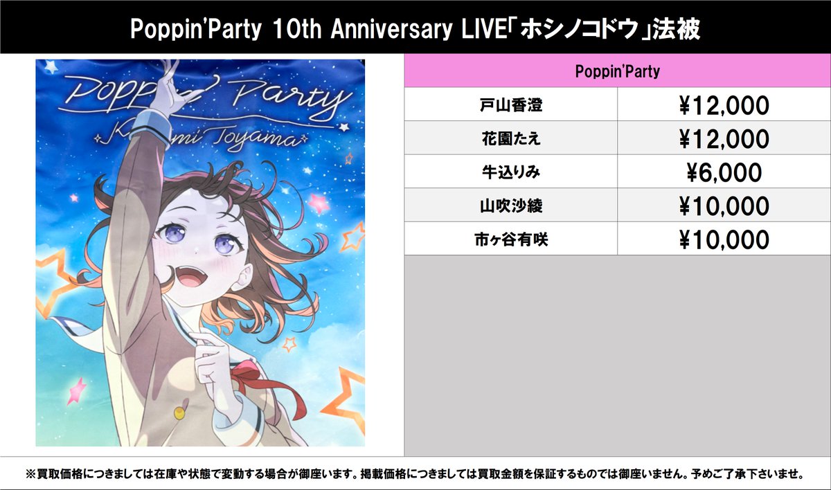 買取情報】 バンドリ！ #買取akbkbバンドリ Poppin'Party 10th