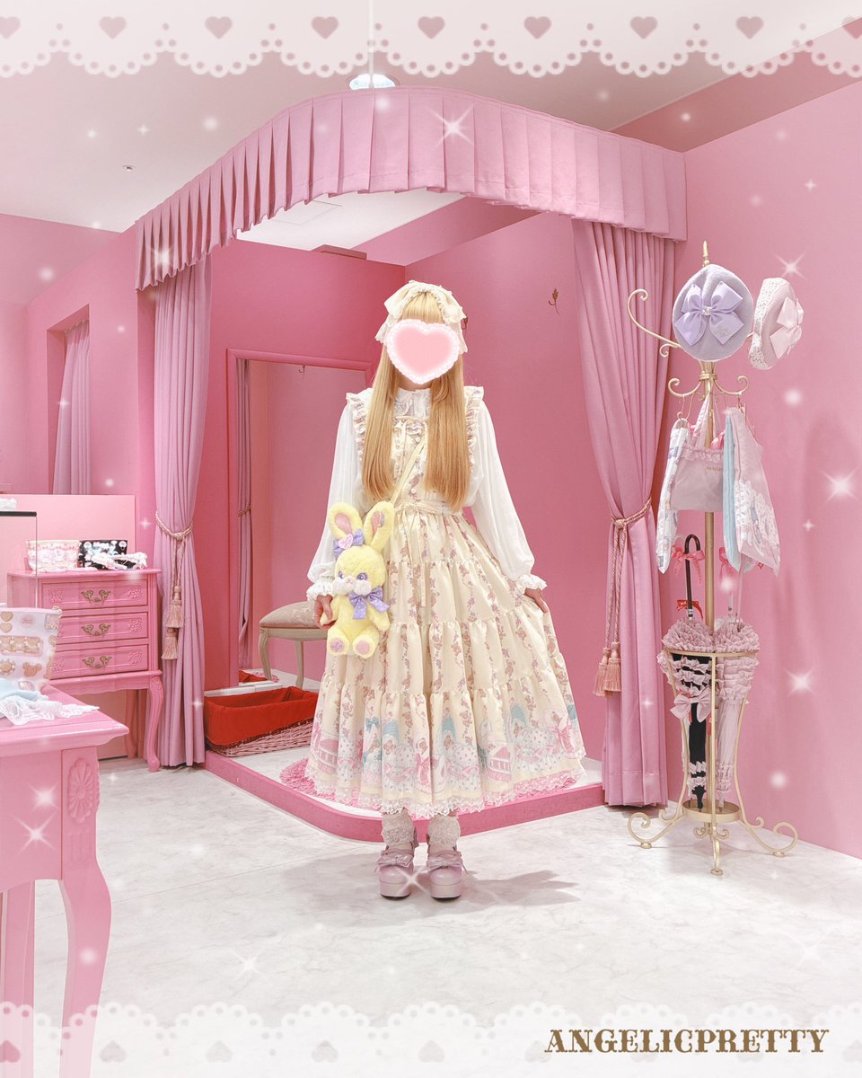 🎀お客様スナップ🎀 夢見るTiny Bearエプロン風ティアードスカートでご