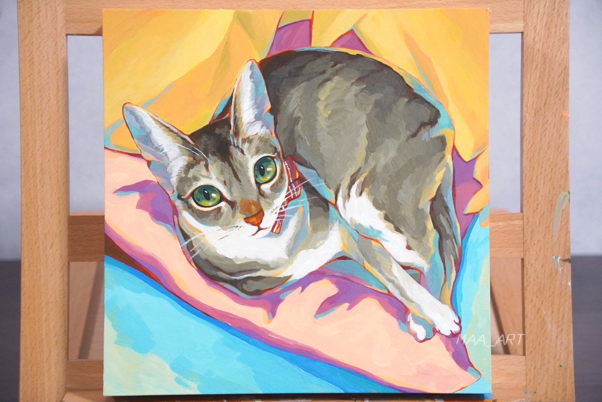 愛にくつろぐシンガプーラ Acrylic on panel, 227mm × 227mm 友人の