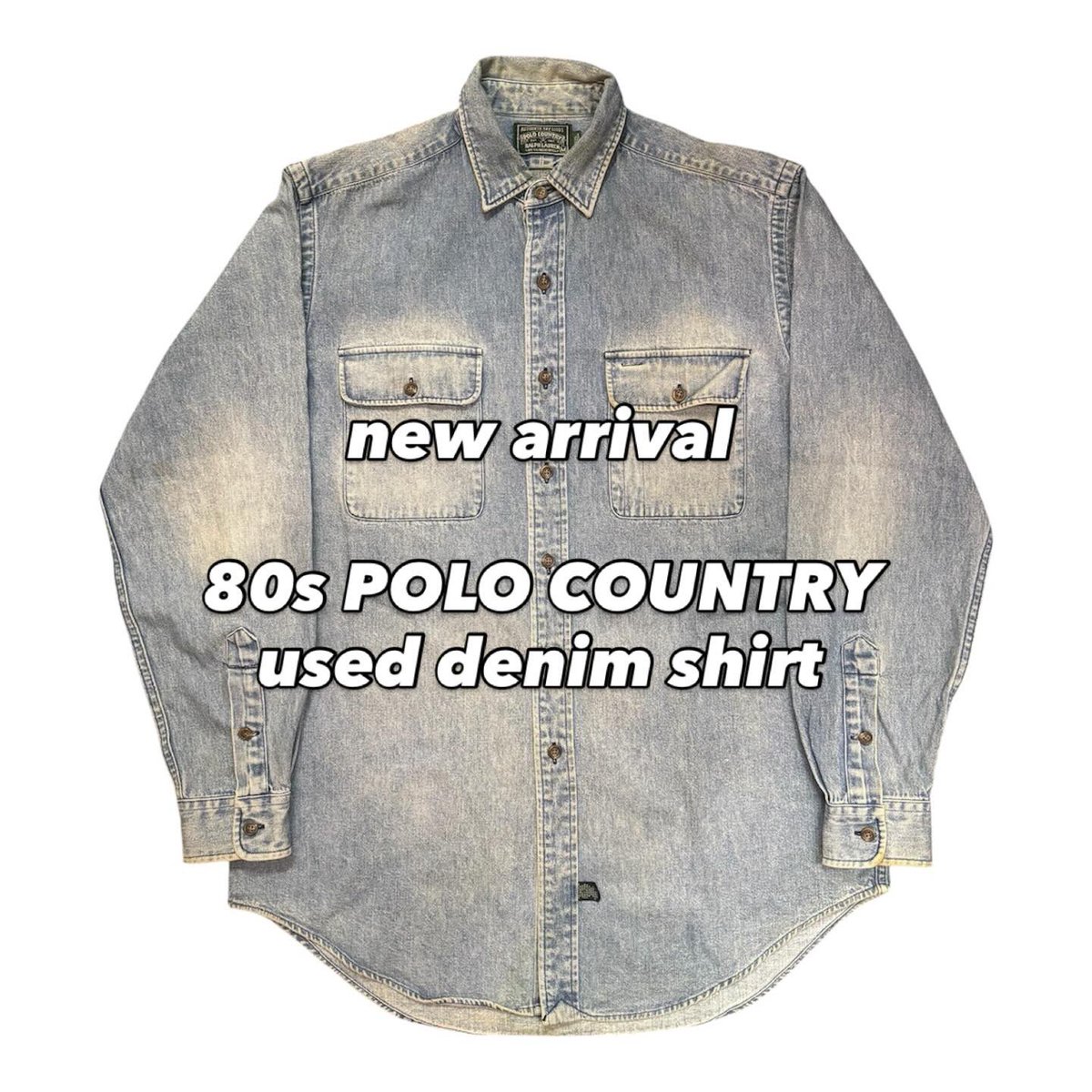 ☆new arrival☆ ＊80s POLO COUNTRY used denim shirt フロントの