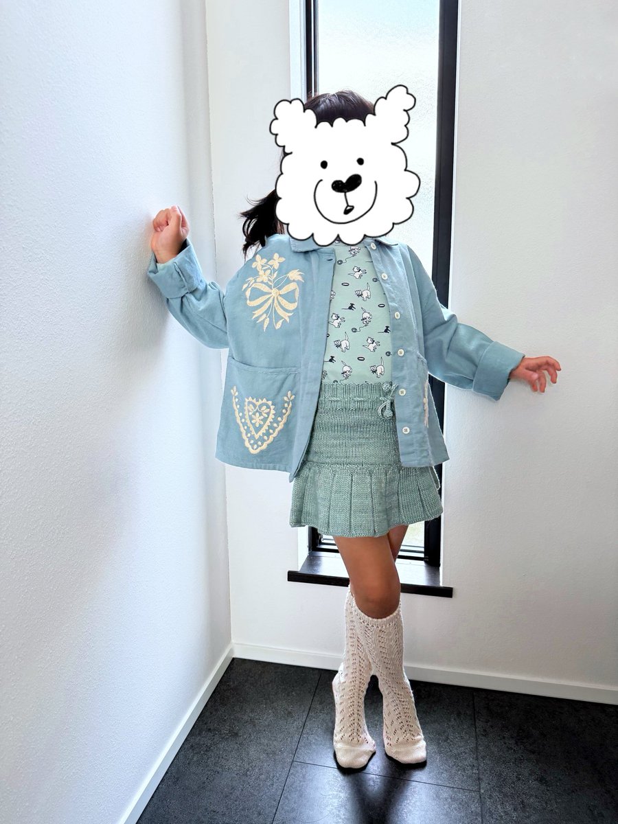 Apolina × Misha&Puff シャツをジャケットにした🩵コーデ コレがしたく