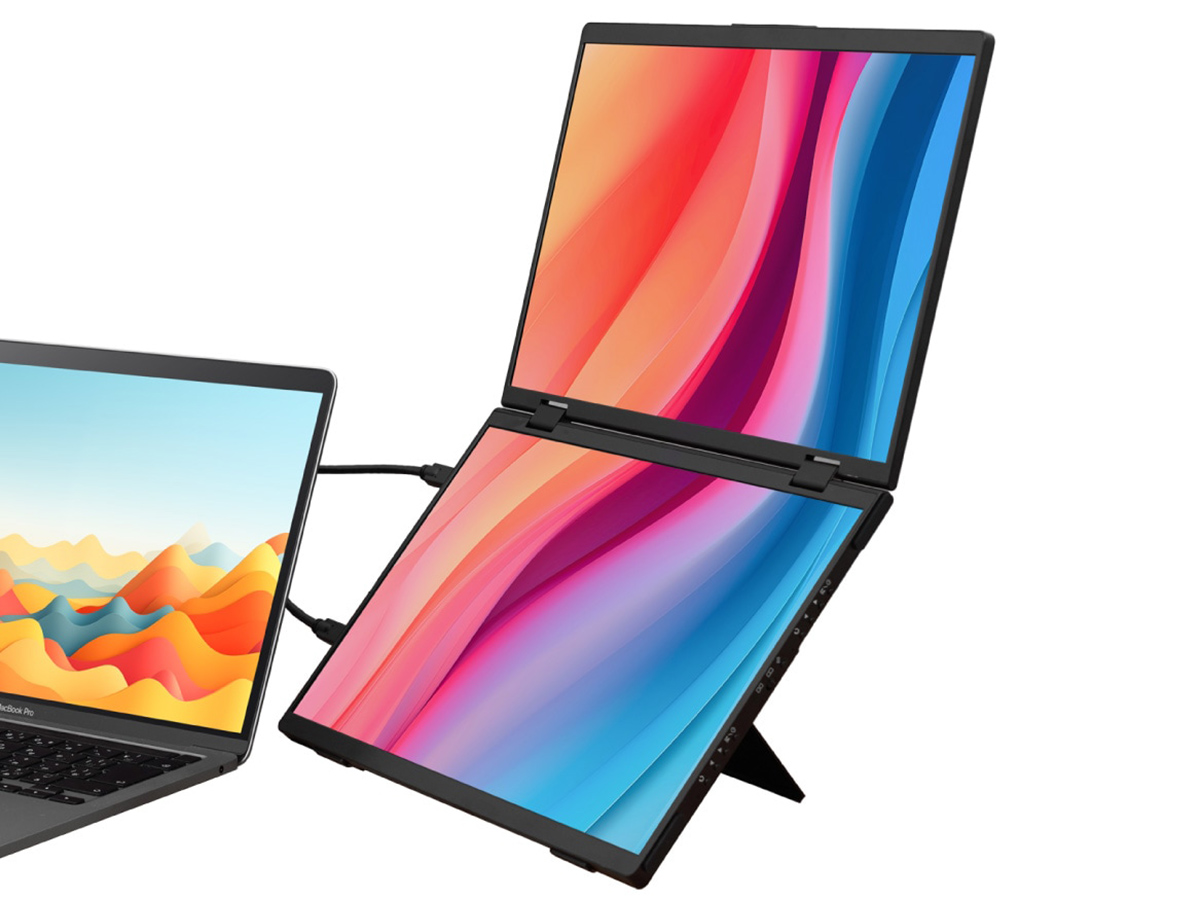 サンコー、14型WUXGAを2枚並べたモバイルモニター - PC Watch