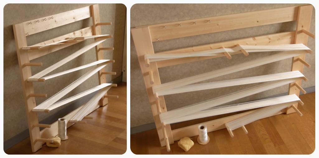 整経台 をつくり 経糸を はる : ウツクシイモノ スベテはジブンのナカ