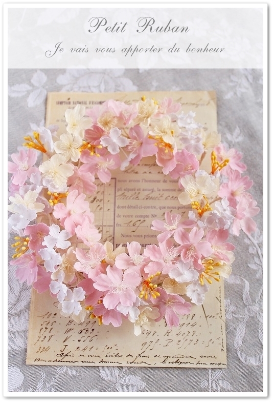 ハンドメイド布花 - 桜のリース - : Petit Ruban