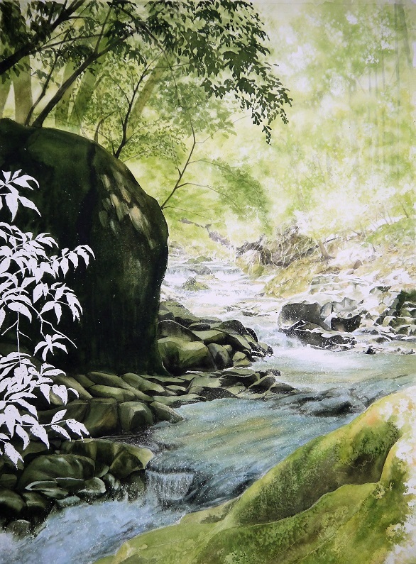 滑川渓谷20号…題名迷い中(笑) : 小林啓子水彩画の部屋