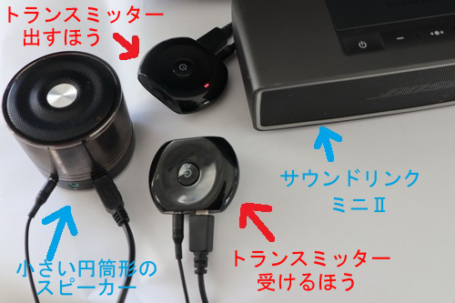 BOSEのSoundLink Mini Ⅱ、古いテレビにトランスミッター繋いで