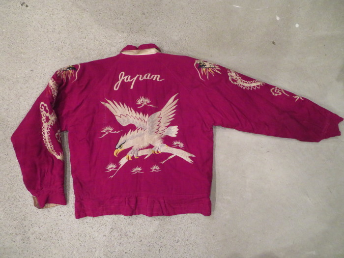 50's JAPAN SOUVENIR JACKET スカジャン ワインカラー 別珍 エンジ色