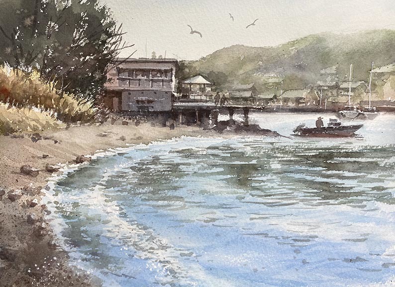 三浦半島 諸磯かな？ 油壺の裏手 : 赤坂孝史の水彩画 AKASAKA TAKASHI