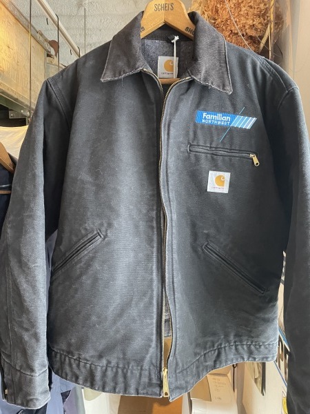 90s USA製 carhartt デトロイト ジャケット フェード ブラック L程度