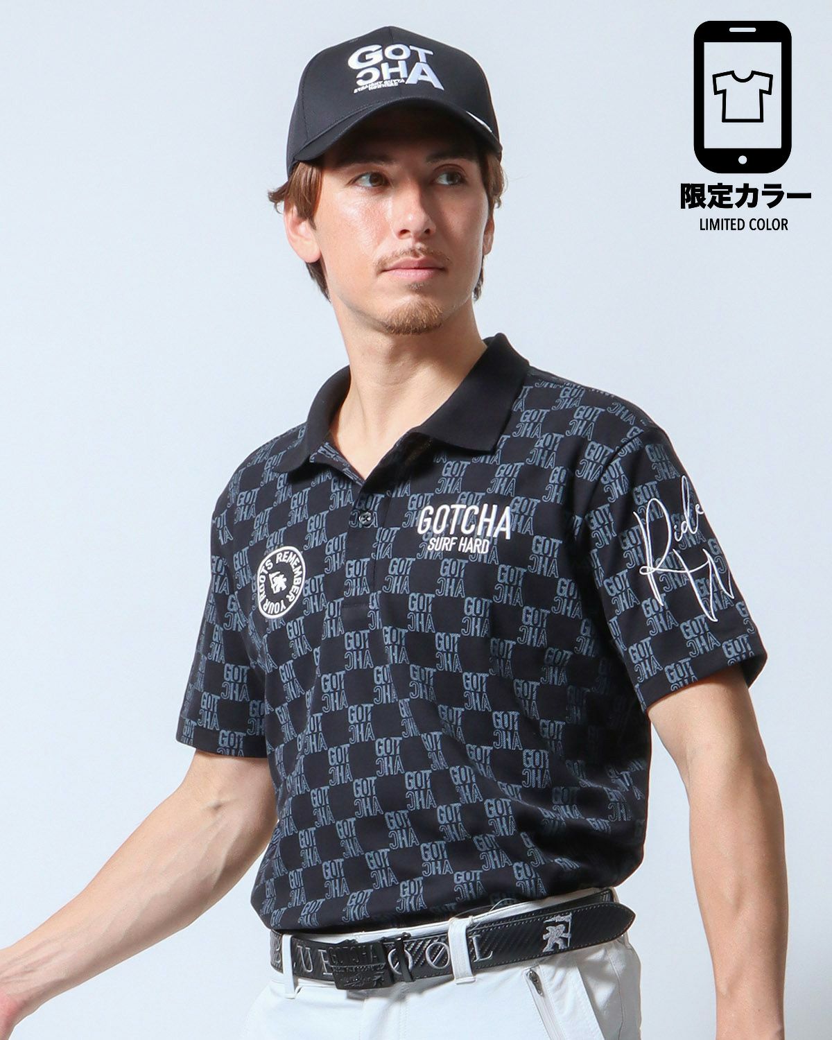 GOTCHA GOLF] ドライ 鹿の子 ロゴ 総柄 ポロシャツ | PEET ONLINE STORE